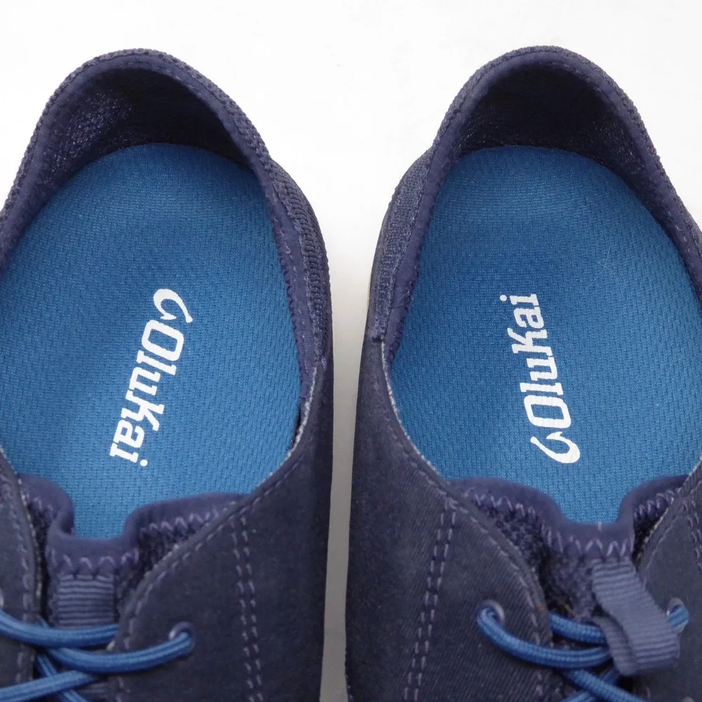 OluKai Mens Nohea Moku Boat Shoes Blue Mesh Lace Up 13